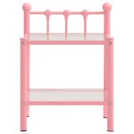 Vidaxl table de chevet rose / transparent 45x34, 5x60, 5 cm mtal et verre