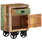 Vidaxl table de chevet avec roues 40x30x57 cm bois de rcupration