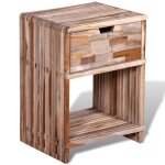 Vidaxl table de chevet avec tiroir bois de teck recycl