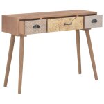 Vidaxl table console avec 3 tiroirs 100 x 30 x 73 cm bois de pin massif