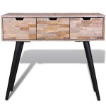 Vidaxl table console avec 3 tiroirs bois de teck recycl