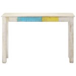 Vidaxl table console blanc 115x35x77 cm bois de manguier brut
