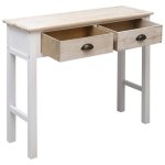 Vidaxl table console blanc et naturel 90 x 30 x 77 cm bois