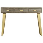 Vidaxl table console bois de manguier gris avec laiton 110x35x76 cm