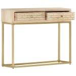 Vidaxl table console dor� 90 x 30 x 75 cm bois de manguier massif