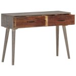 Vidaxl table console gris 110x35x75 cm bois de manguier massif brut