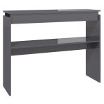 Vidaxl table console gris brillant 102x30x80 cm agglomr