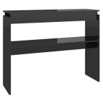 Vidaxl table console noir brillant 102x30x80 cm agglomr