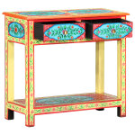 Vidaxl table console peinte  la main 80x35x75 cm bois de manguier