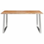 Vidaxl table  dner 160x80x75 cm bois d'acacia et acier inoxydable