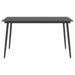 Vidaxl table  dner de jardin noir 150x90x74 cm acier et verre