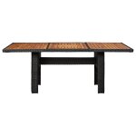 Vidaxl table  dner de jardin noir 200x100x74 cm rsine tresse