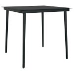 Vidaxl table � d�ner de jardin noir 80x80x74 cm acier et verre