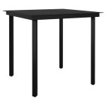 Vidaxl table à dîner de jardin noir 80x80x74 cm acier et verre Vidaxl table à dîner de jardin noir 80x80x74 cm acier et verre