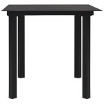 Vidaxl table  dner de jardin noir 80x80x74 cm acier et verre