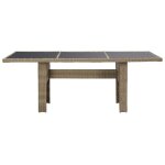 Vidaxl table  dner marron 200x100x74 cm verre et rsine tresse