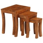 Vidaxl table gigogne 3 pcs bois massif d'acacia 50x35x50 cm marron