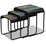 Vidaxl tables gigognes 3 pcs bois de r�cup�ration massif