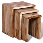 Vidaxl table gigogne 3 pcs teck recycl