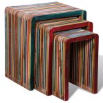 Vidaxl table gigogne 3 pcs teck recycl color