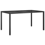 Vidaxl table de jardin 150x90x75cm verre tremp et rsine tresse noir