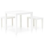 Vidaxl table de jardin avec 2 bancs plastique blanc