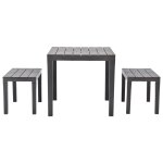 Vidaxl table de jardin avec 2 bancs plastique marron