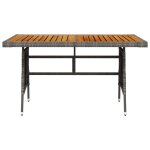 Vidaxl table de jardin gris 130x70x72 cm r�sine tress�e et acacia