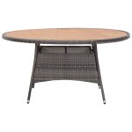 Vidaxl table de jardin gris 150x74 cm rsine tresse et bois d'acacia