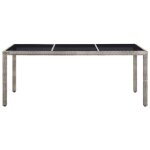 Vidaxl table de jardin gris 190x90x75 cm rsine tresse
