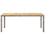 Vidaxl table de jardin gris 190x90x75 cm rsine tresse et acacia