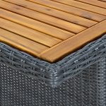 Vidaxl table de jardin gris fonc rsine tresse et bois d'acacia
