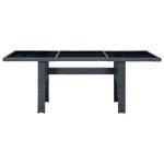Vidaxl table de jardin gris foncé résine tressée et verre trempé Vidaxl table de jardin gris foncé résine tressée et verre trempé