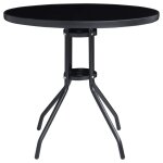 Vidaxl table de jardin noir 80 cm acier et verre