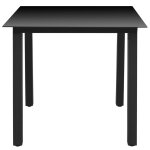 Vidaxl table de jardin noir 80 x 80 x 74 cm aluminium et verre