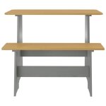 Vidaxl table  manger avec banc marron miel et gris bois de pin solide