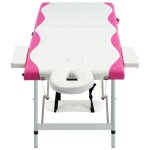 Vidaxl table de massage pliable 2 zones aluminium blanc et rose