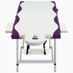 Vidaxl table de massage pliable 2 zones aluminium blanc et violet