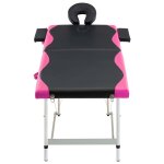 Vidaxl table de massage pliable 2 zones aluminium noir et rose