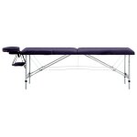 Vidaxl table de massage pliable 2 zones aluminium violet