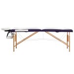 Vidaxl table de massage pliable 2 zones bois blanc et violet