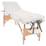 Vidaxl table de massage pliable  3 zones 10 cm d'paisseur blanc