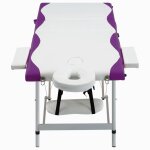 Vidaxl table de massage pliable 3 zones aluminium blanc et violet