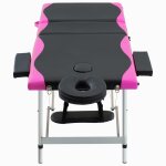 Vidaxl table de massage pliable 3 zones aluminium noir et rose