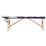 Vidaxl table de massage pliable 3 zones bois blanc et violet