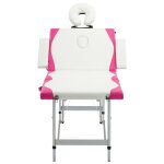 Vidaxl table de massage pliable 4 zones aluminium blanc et rose