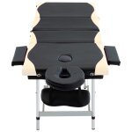 Vidaxl table de massage pliable 4 zones aluminium noir et beige