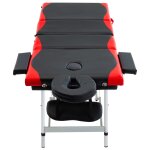 Vidaxl table de massage pliable 4 zones aluminium noir et rouge