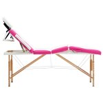 Vidaxl table de massage pliable 4 zones bois blanc et rose