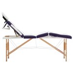 Vidaxl table de massage pliable 4 zones bois blanc et violet